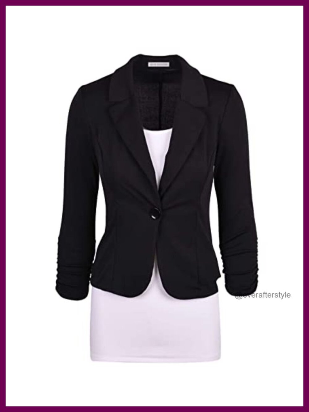 Auliné Collection Women's Knit Blazer 3/4 Sleeve Work Business Casual Button